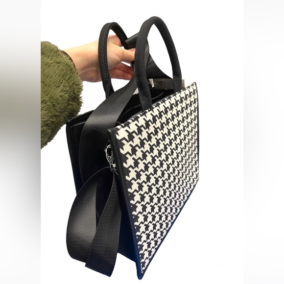 Houndstooth Canvas Tote with Removable Straps - Picture 3 of 11